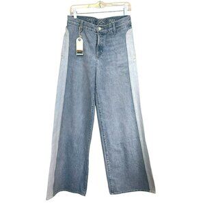 Daily Blue $384 Two Tone Wide Leg Denim Jeans Size 27 NWT